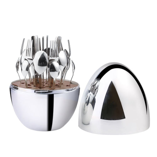 24 Piece Luxury Stainless Steel Egg-Shaped Curtlery Set