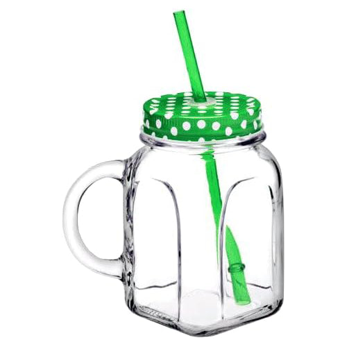 Pasabahce Jar with Handle and Straw