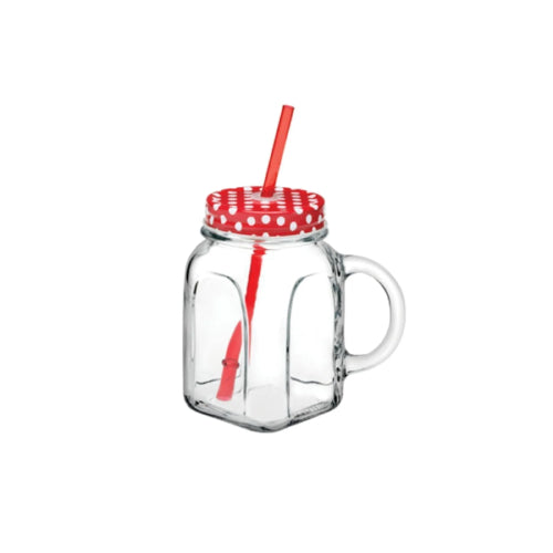 Pasabahce Jar with Handle and Straw