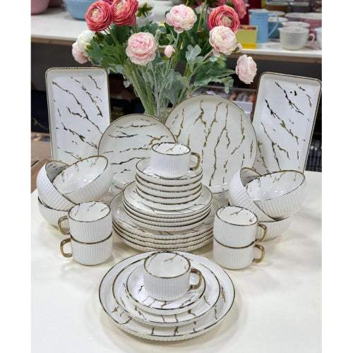 Marble Elegant 32pcs European Porcelain Dinner Set