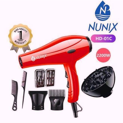 Nunix HD-01C 2200W Red Hair Blow Dryer