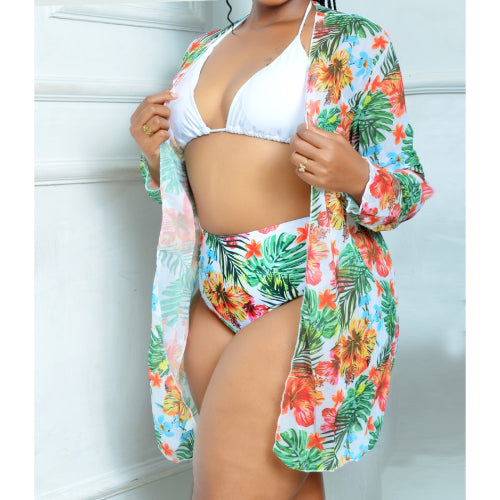 Women High Waisted 3 in 1 Bikini Set