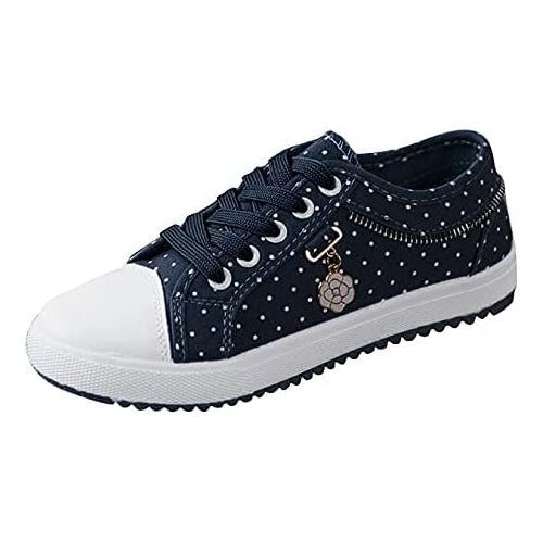 Women's Polka Dot Print Lace-up Sneakers