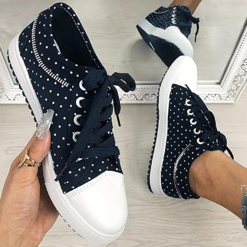 Women's Polka Dot Print Lace-up Sneakers