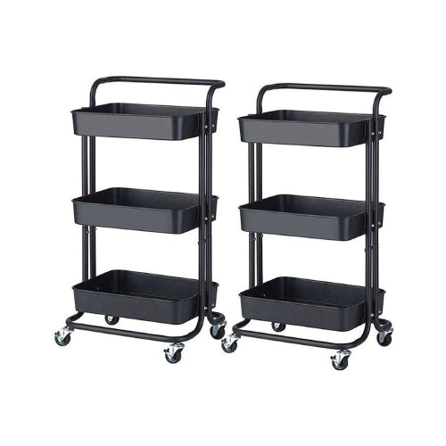 3 Tier Steel Movable Trolley Storage Rack