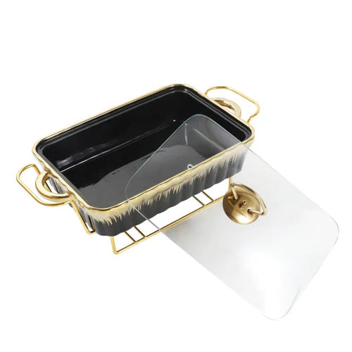 Ceramic Buffet 3-Pieces Black Chafing Dish