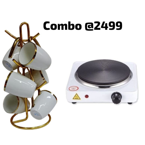 Ceramic Cups 6pcs + Single Electric Hot Plate Cooker