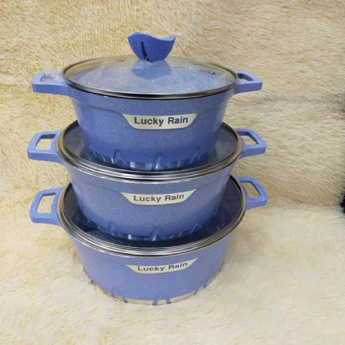 Lucky Rain 6pcs Granite Coated Cookware Set