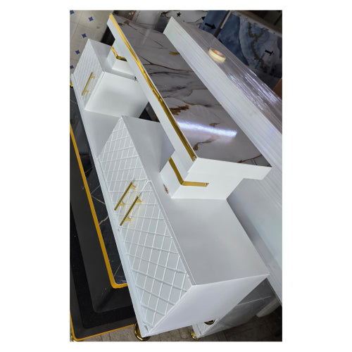 Elegant White 5ft Marble Top TV Stand