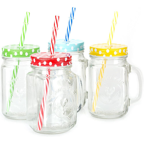 Mason Jar Mug with Straw and Lid