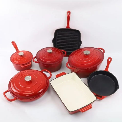 Cast Iron Enamel 11pcs Cookware Set