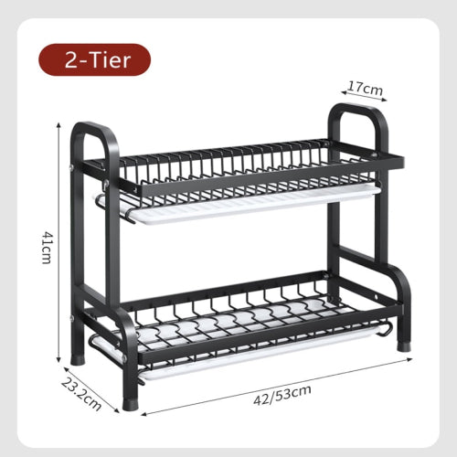2-Layer Black Dish Rack