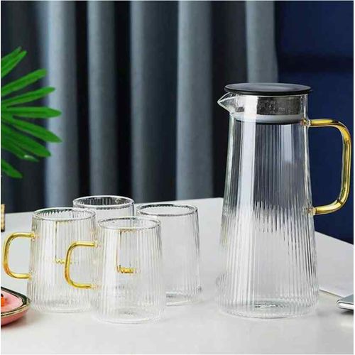 Deli Golden Handle Glass Jug Set