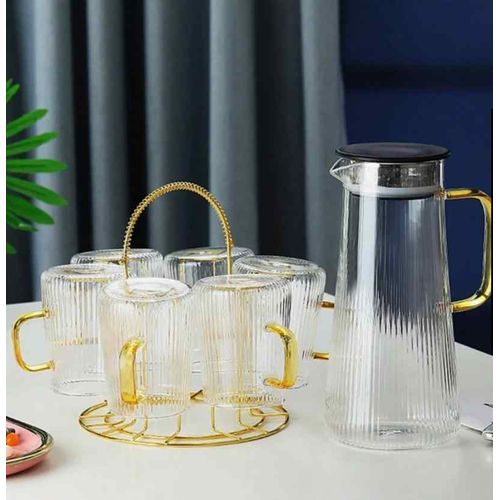 Deli Golden Handle Glass Jug Set