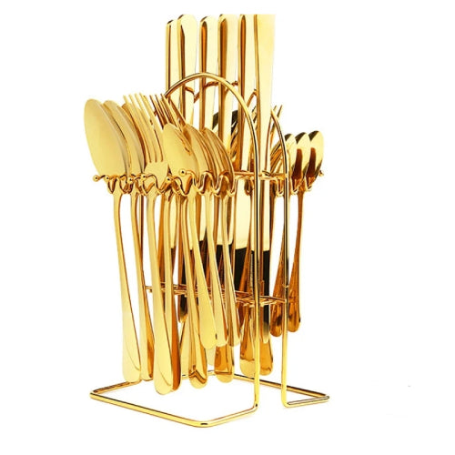 Stainless Steel Gold 24pcs Cutlery Set