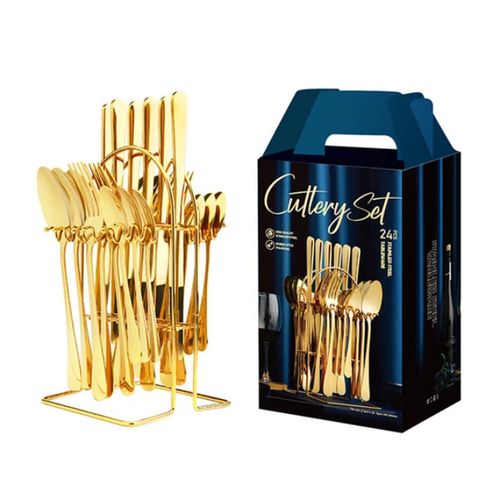 Stainless Steel Gold 24pcs Cutlery Set