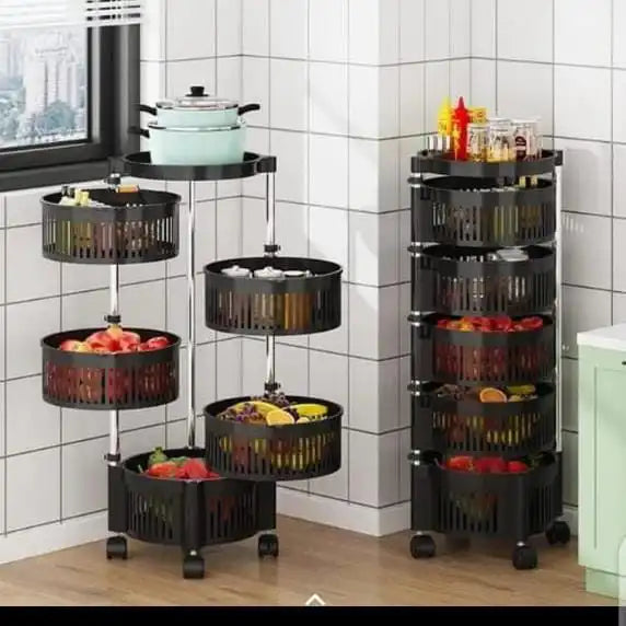 πNEW PRICE DROP πππDONT MISS OUT π4 Layers Rotatable fruit Rack Multi-Layer Movable Fruit Vegetable Snack Stand Household Shelf.4-layer rotating kitchen storage rack with round baskets