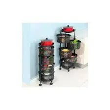 πNEW PRICE DROP πππDONT MISS OUT π4 Layers Rotatable fruit Rack Multi-Layer Movable Fruit Vegetable Snack Stand Household Shelf.4-layer rotating kitchen storage rack with round baskets