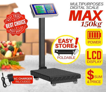 150kg 150Kgs Digital Weigh Scale Heavy Duty Industrial Electronic Weighing Machine - Water Proof Gray