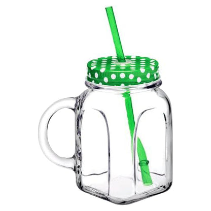 Pasabahce Jar with Handle and Straw