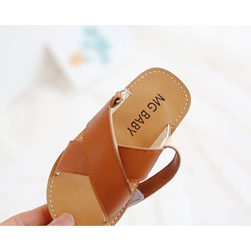 Soft Leather Simple Style Kids Sandals