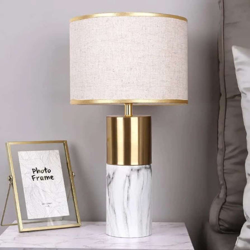 Marble Table Lamp with Linen Shade
