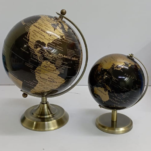 World Globe Black Rotating Map Decorative Table Top