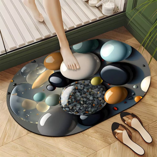 Big Size Oval Shaped Absorbent Bathroom Mat