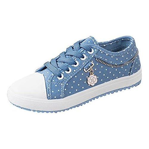 Women's Polka Dot Print Lace-up Sneakers