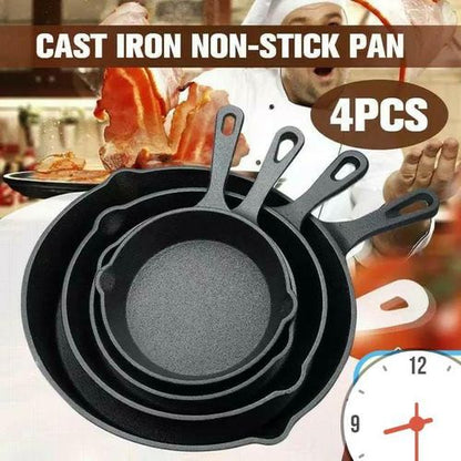 Cast Iron 4Pcs Skillet Set
