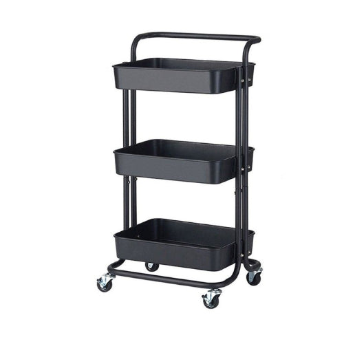 3 Tier Steel Movable Trolley Storage Rack