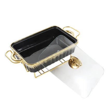 Ceramic Buffet 3-Pieces Black Chafing Dish