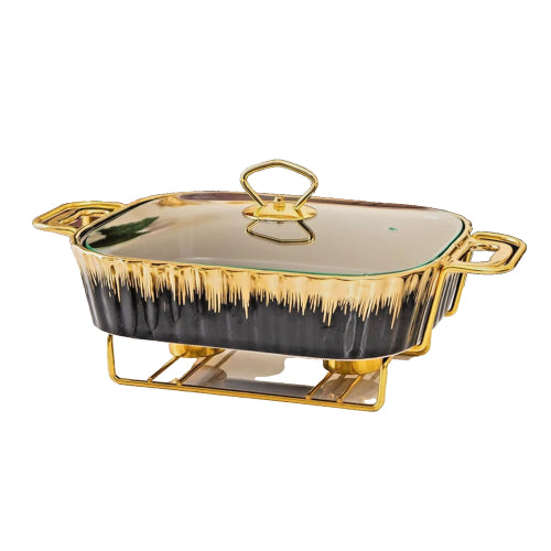 Ceramic Buffet 3-Pieces Black Chafing Dish