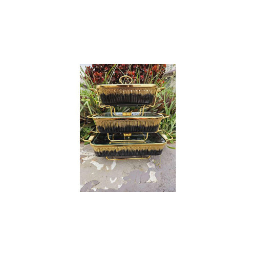 Ceramic Buffet 3-Pieces Black Chafing Dish