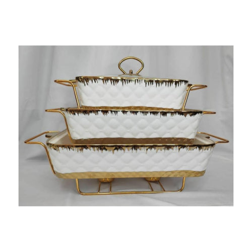 Ceramic Buffet 3-Piece White Chafing Dish