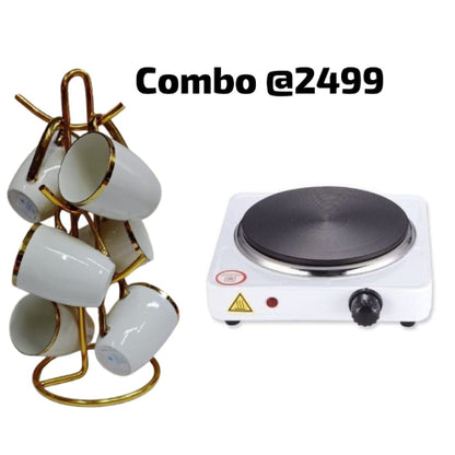 Ceramic Cups 6pcs + Single Electric Hot Plate Cooker