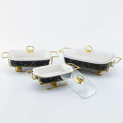 Ceramic 3-Pieces Chafing Dish