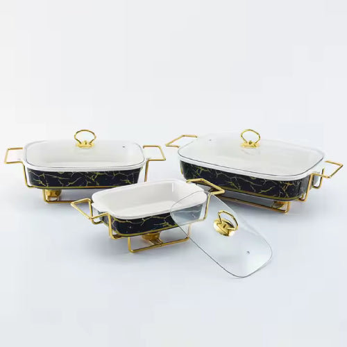 Ceramic 3-Pieces Chafing Dish