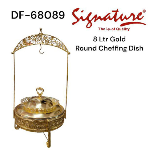 Signature Gold Plated DF-68089 8L Round Chafing Dish
