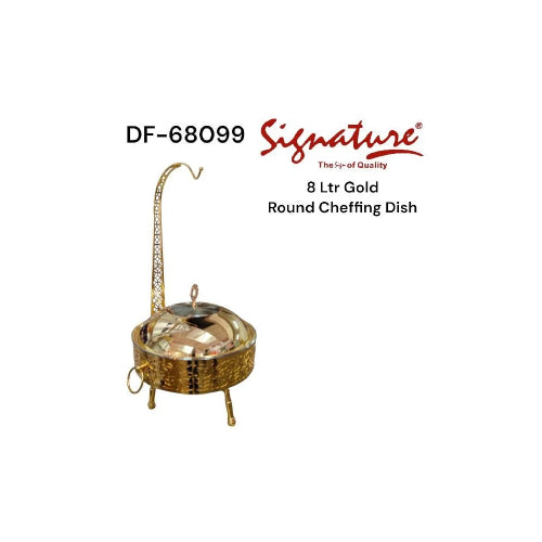 Signature Gold Plated DF-68099 8L Round Chafing Dish