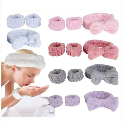 Face Wash 3-Pieces Headband and Wristband Set